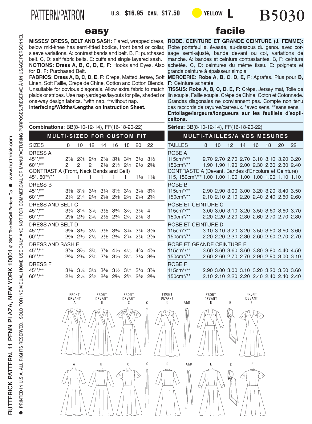 Butterick Dresses B5030