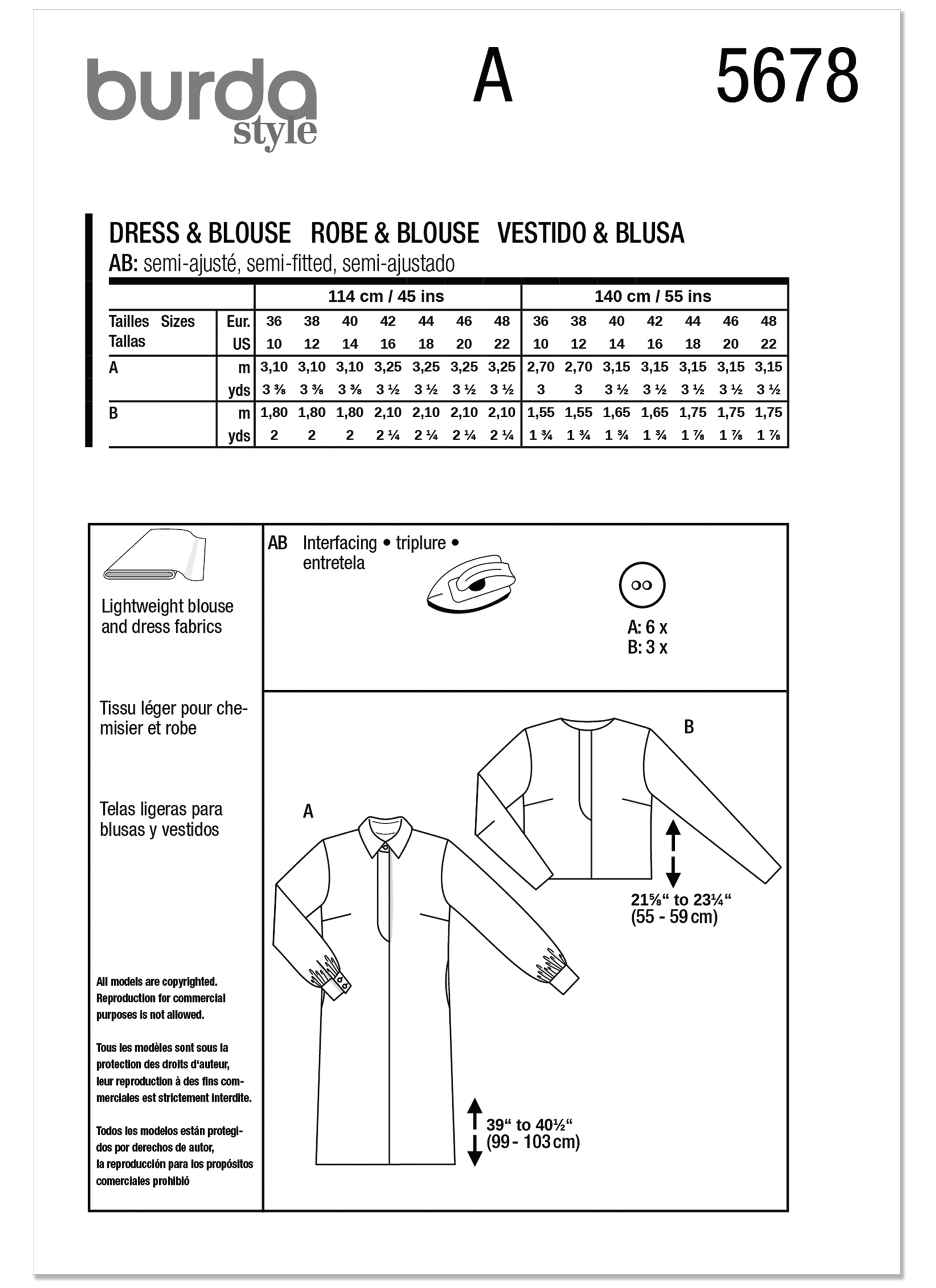 Burda Misses' Dress and Blouse 5678