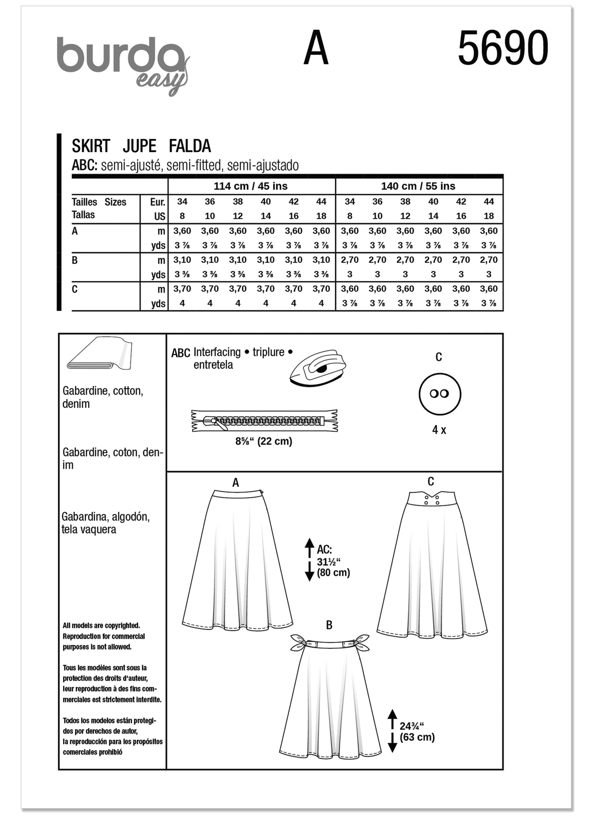 Burda Misses' Skirts 5690