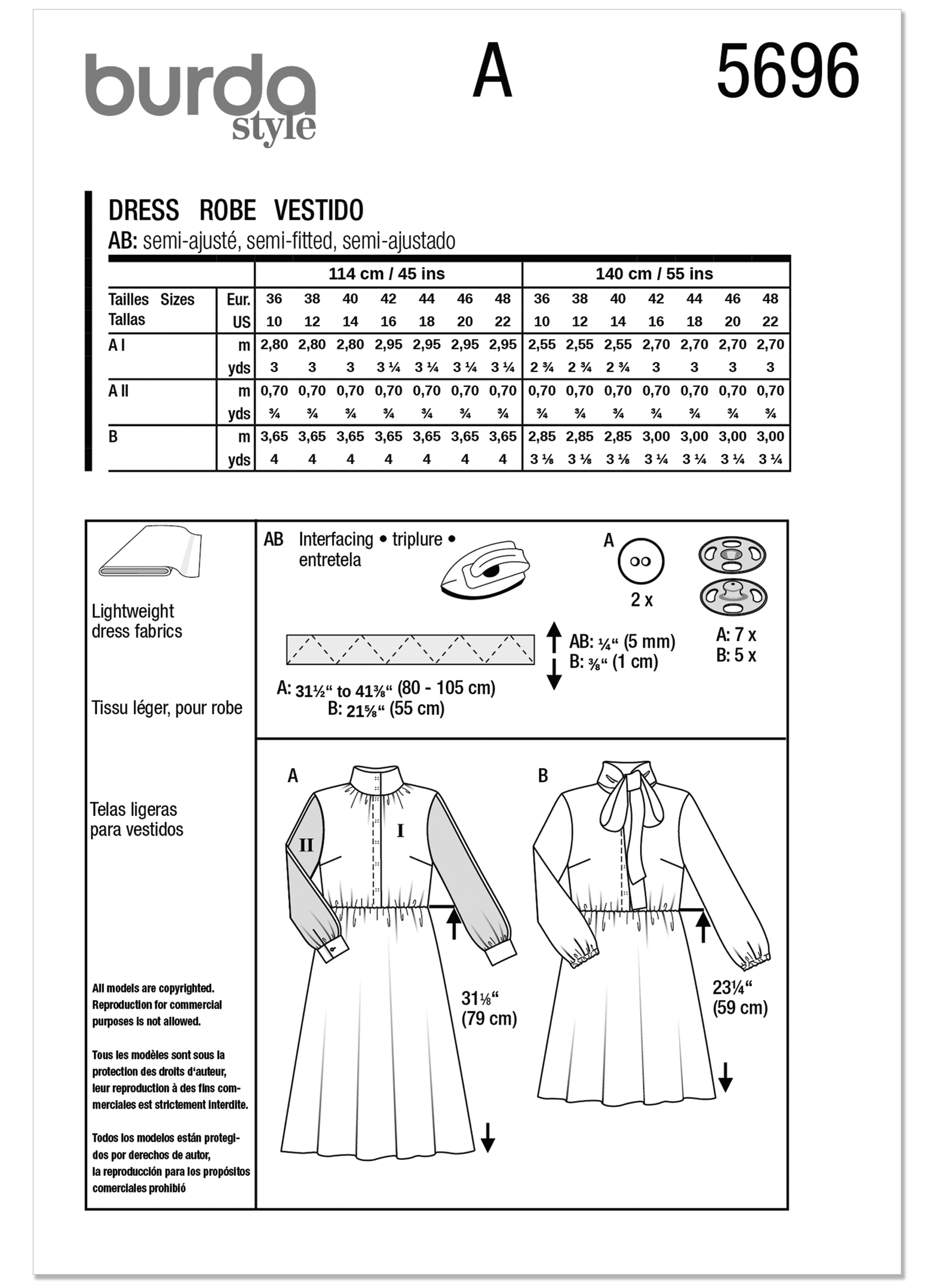 Burda Misses' Dresses 5696