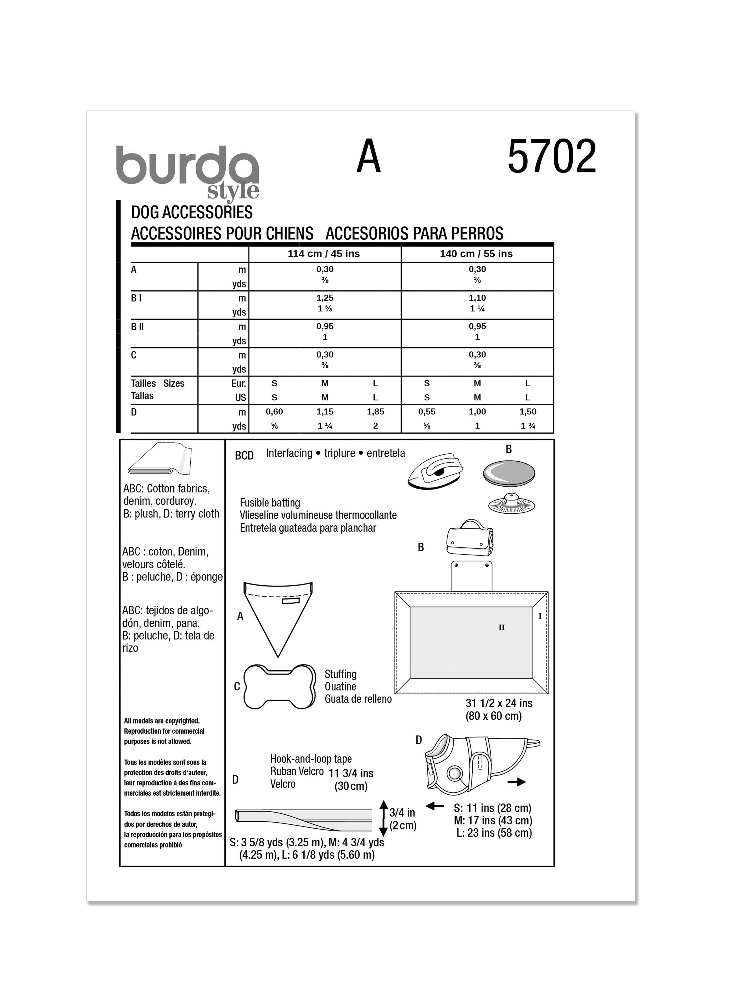 Burda Dog Accessories 5702