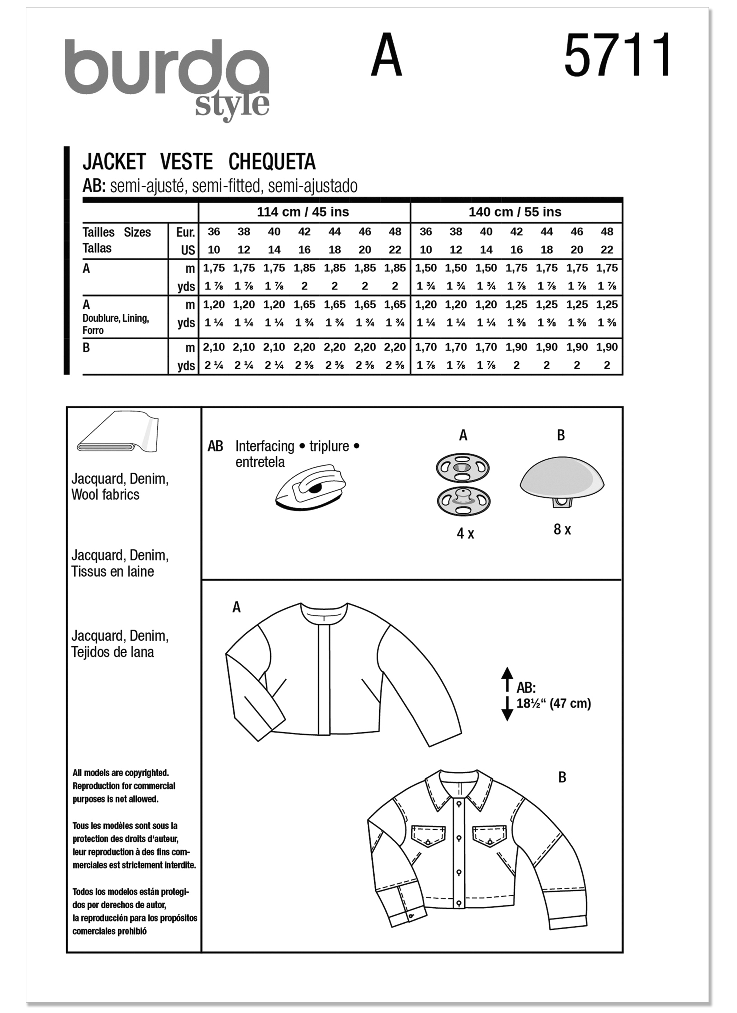 Burda Misses' Jackets 5711
