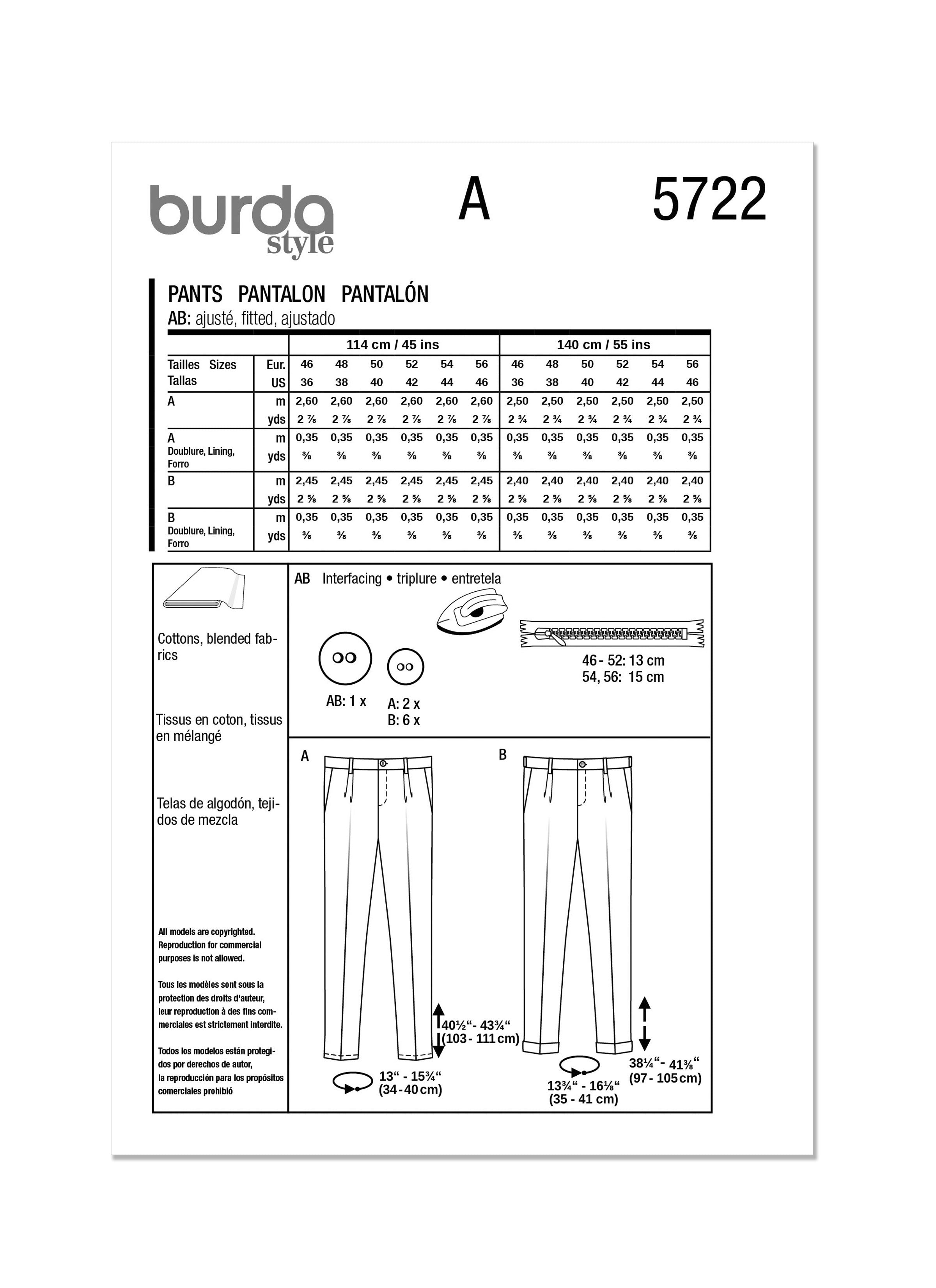 Burda Men's Trousers 5722