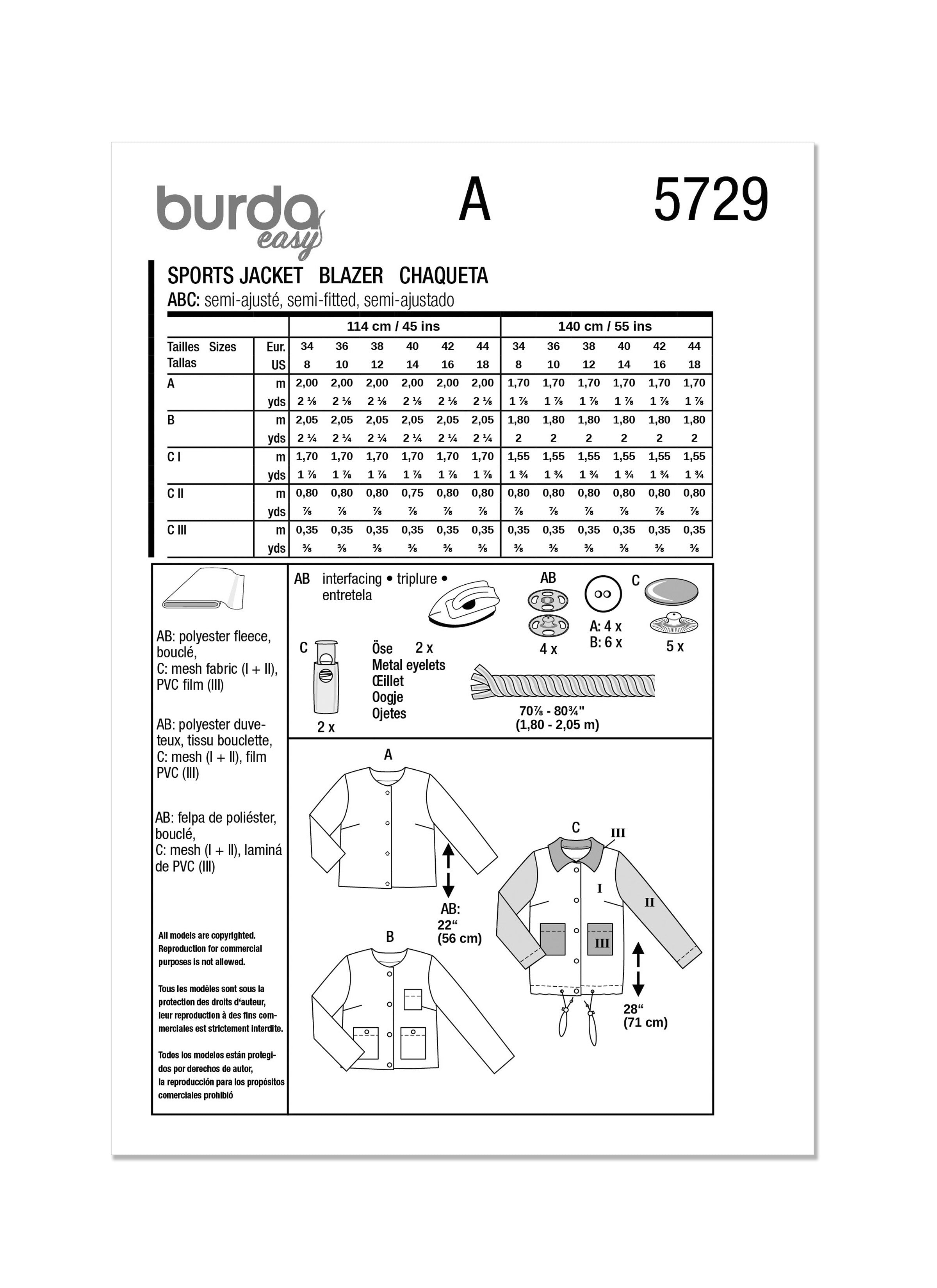 Burda Blazer and Jacket 5729