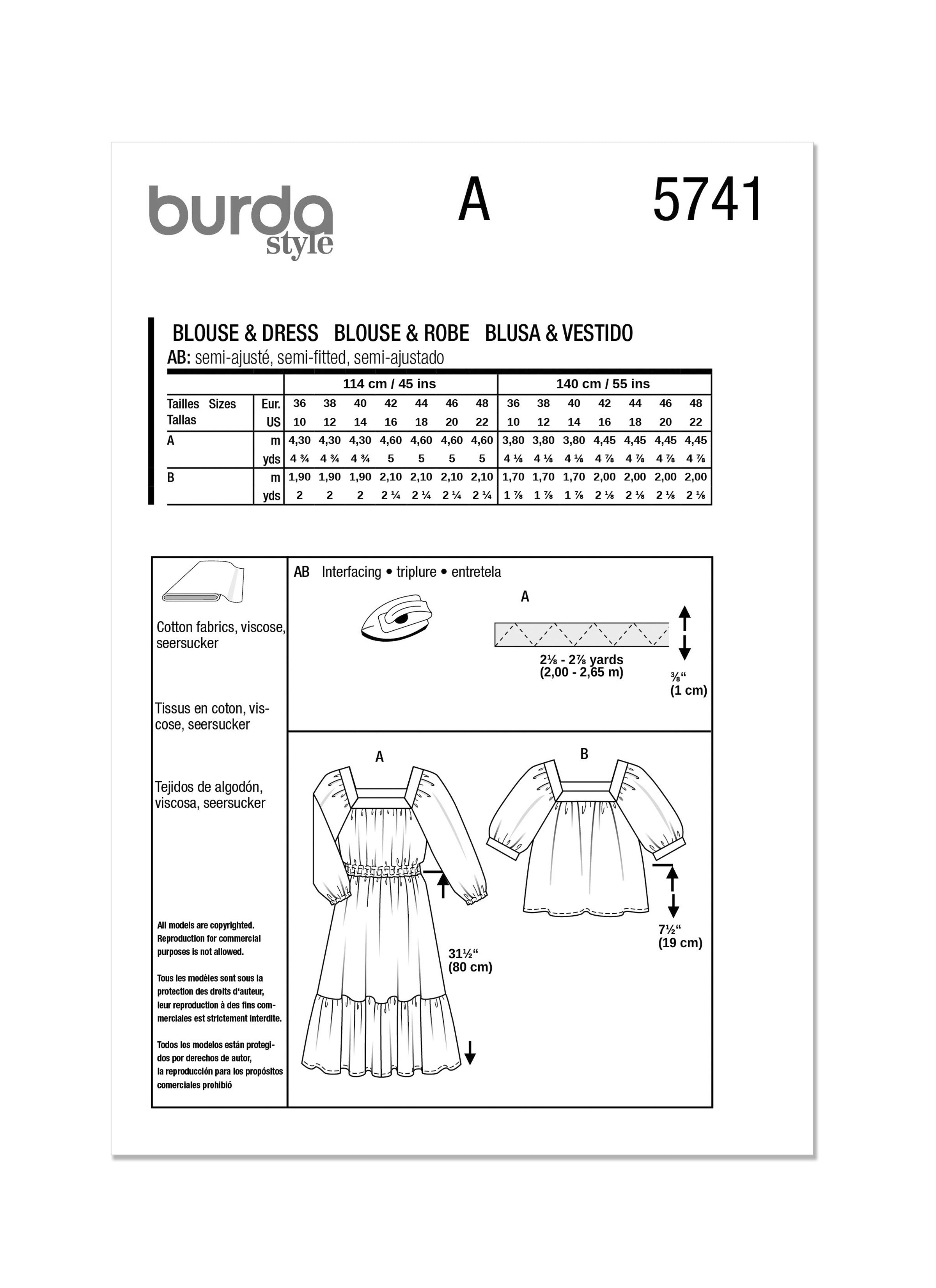 Burda 5741 Blouse and Dress