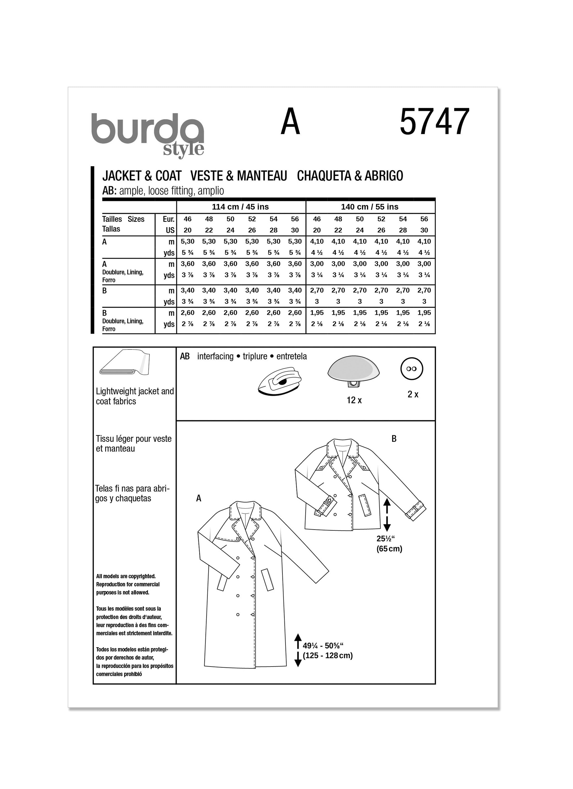 Burda Jacket and Coat 5747