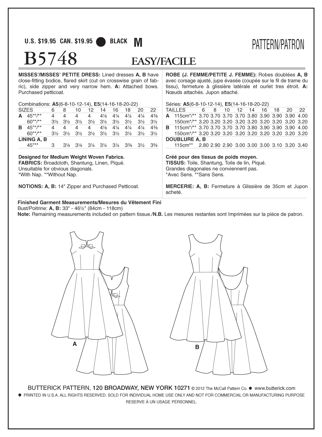 Butterick Dress B5748