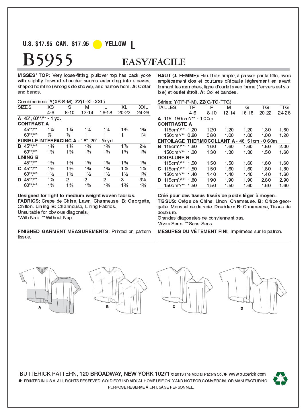 Butterick Top B5955