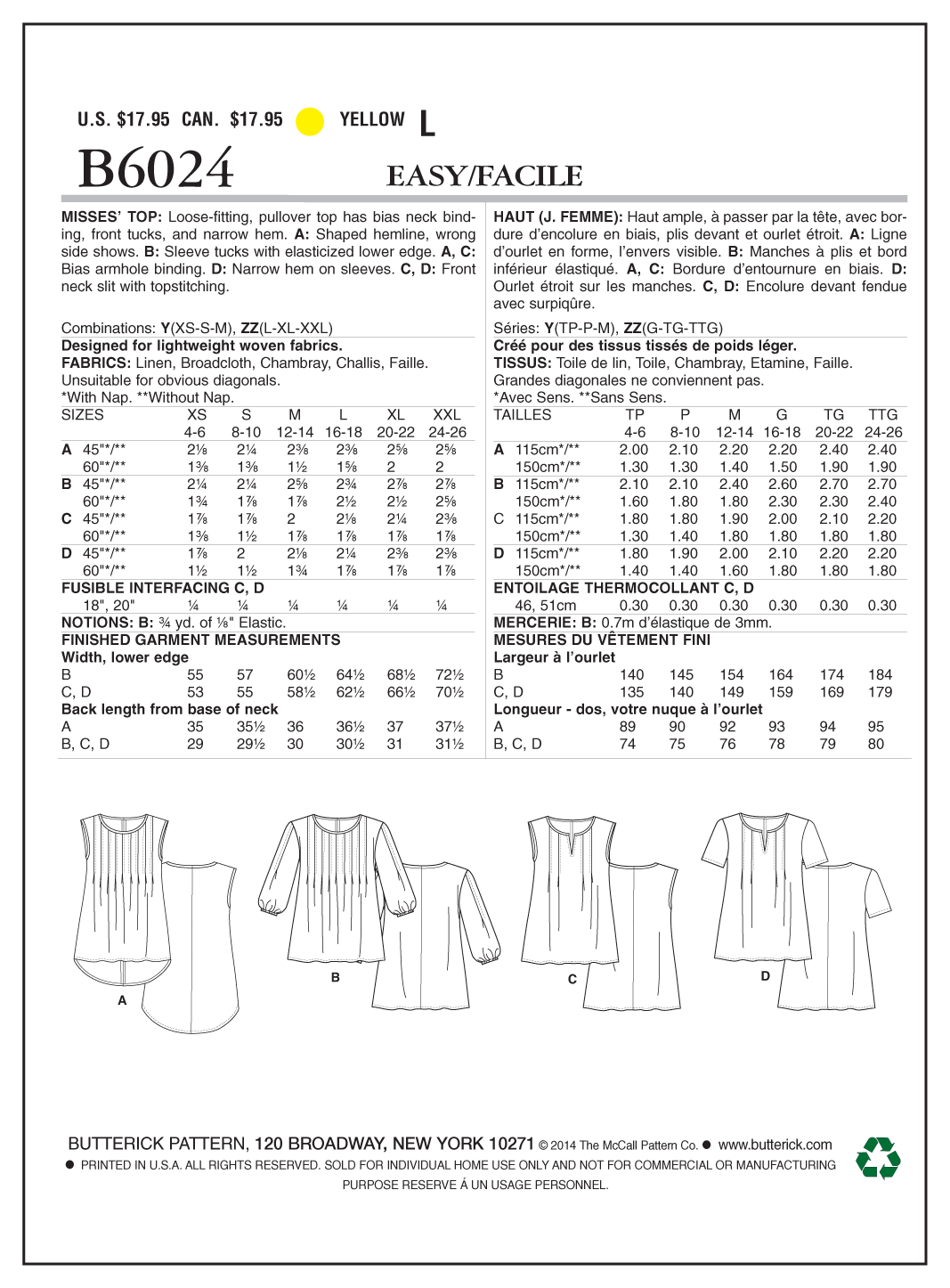 Butterick Top B6024