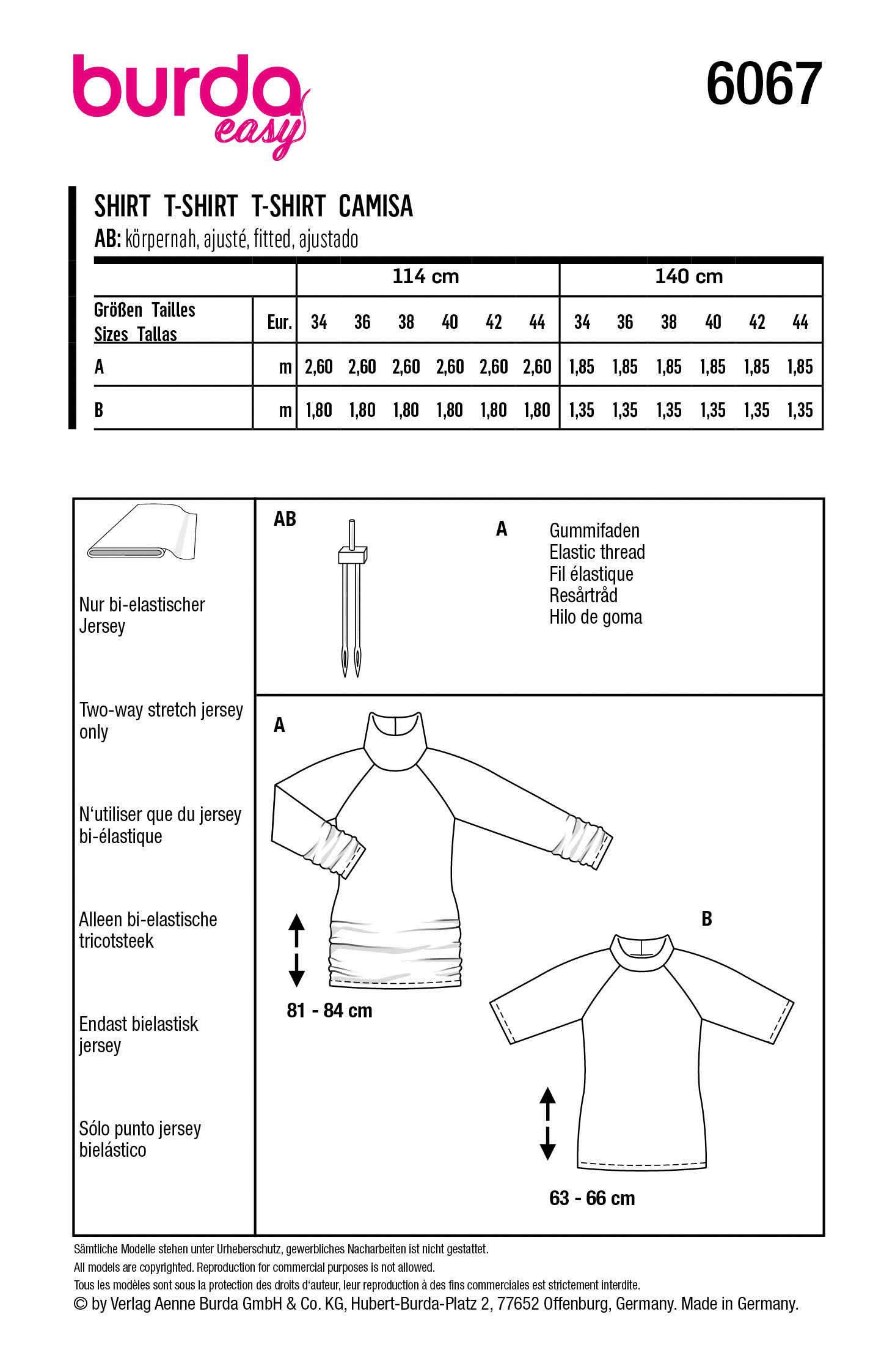 Burda Raglan Sleeve Top 6067