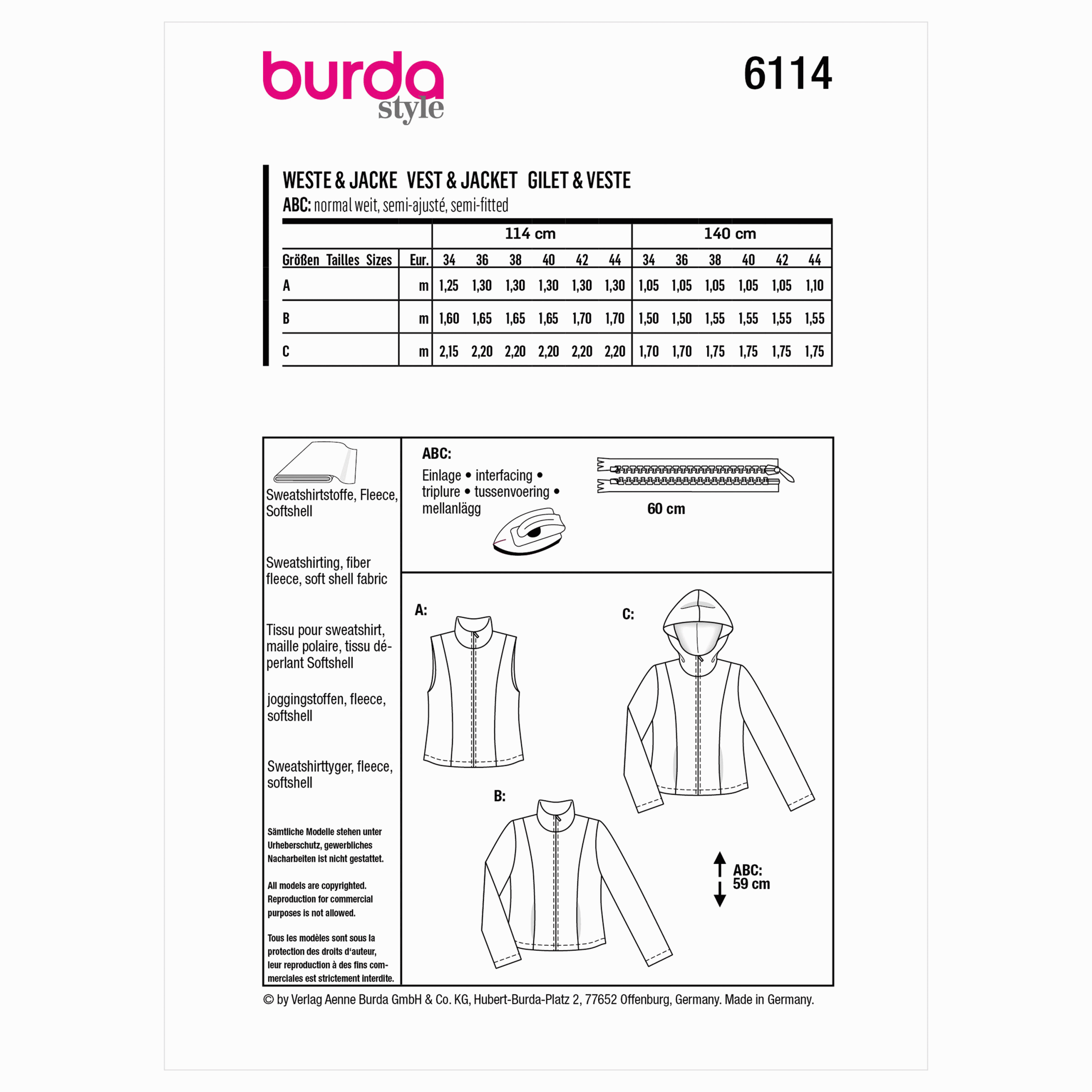 Burda Waistcoat/Vest or Jacket 6114