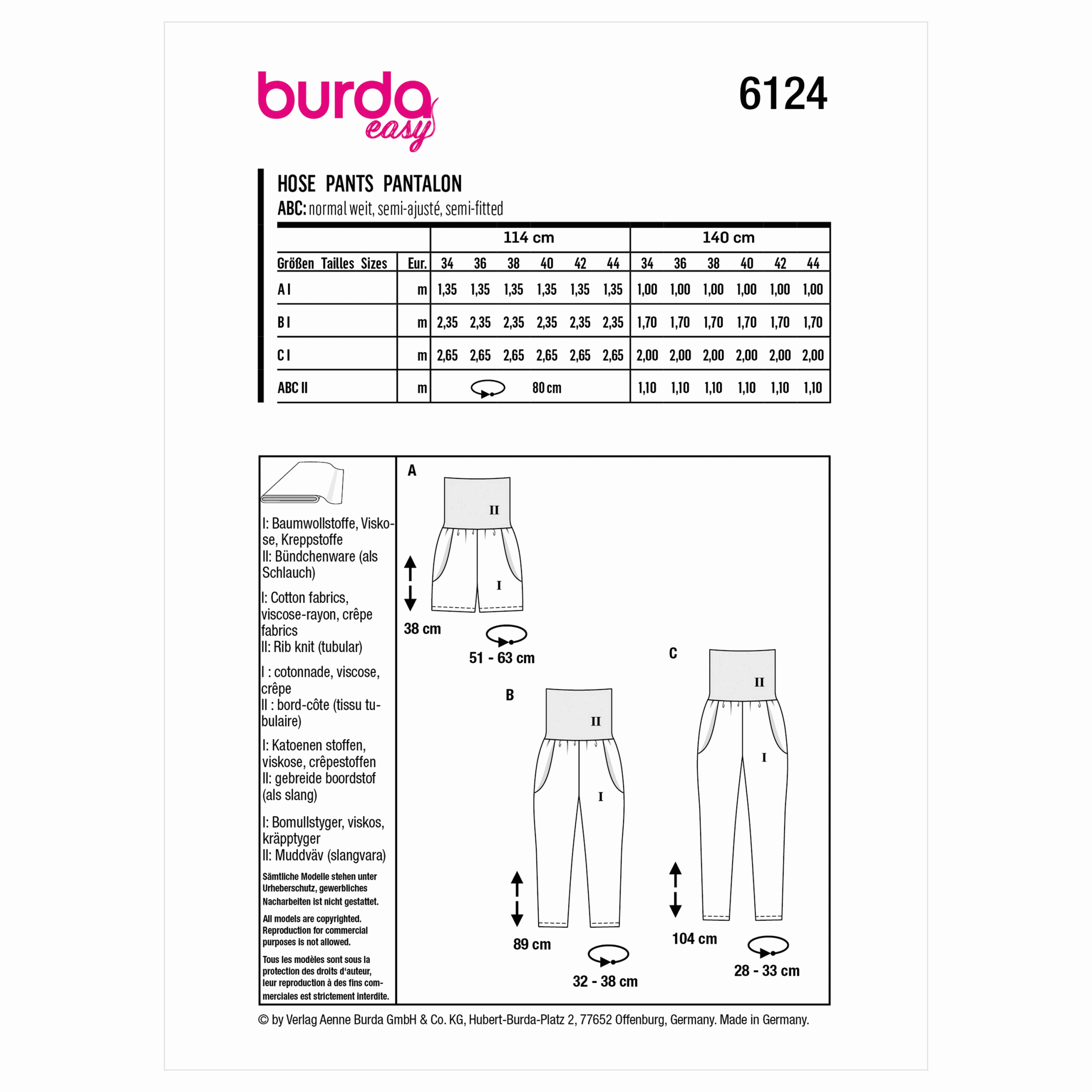 Burda Trousers and Shorts 6124