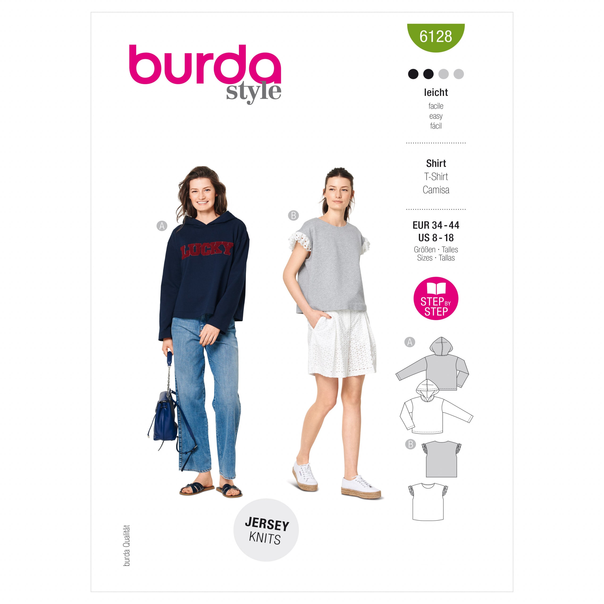 Burda Hooded Sweatshirt or Top 6128