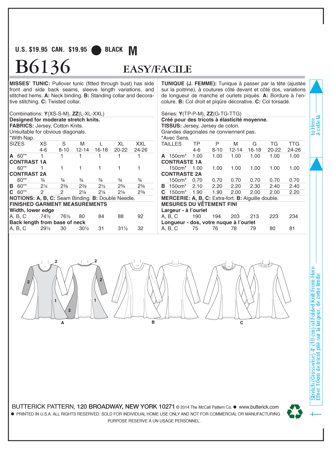 Butterick Tunics B6136