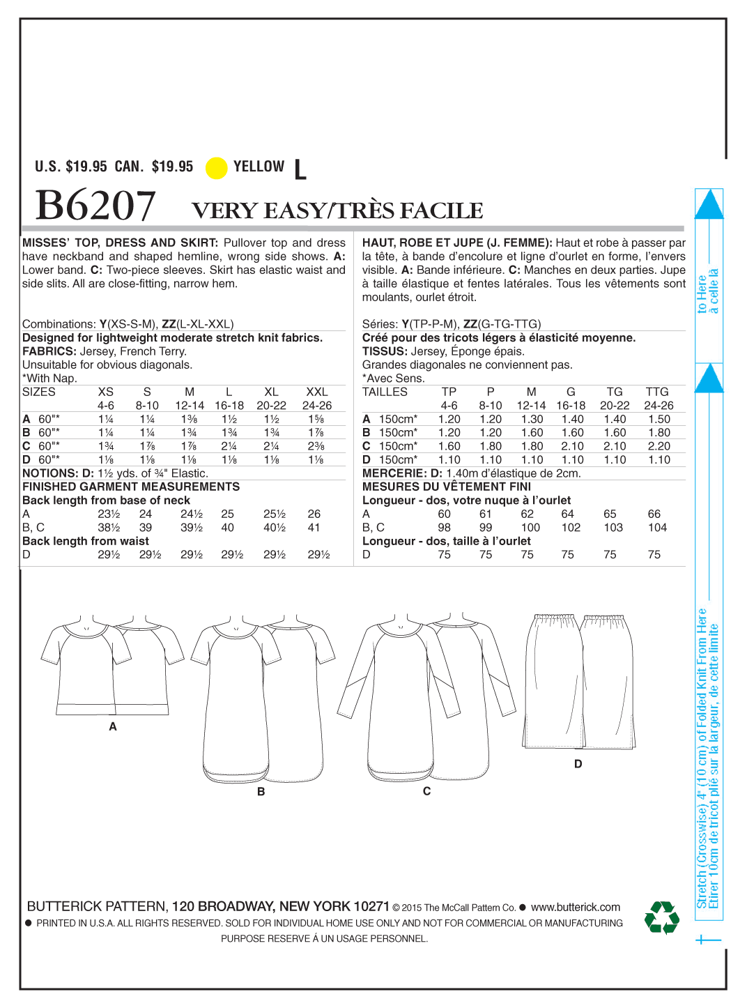 Butterick Dress, Top and Skirt B6207