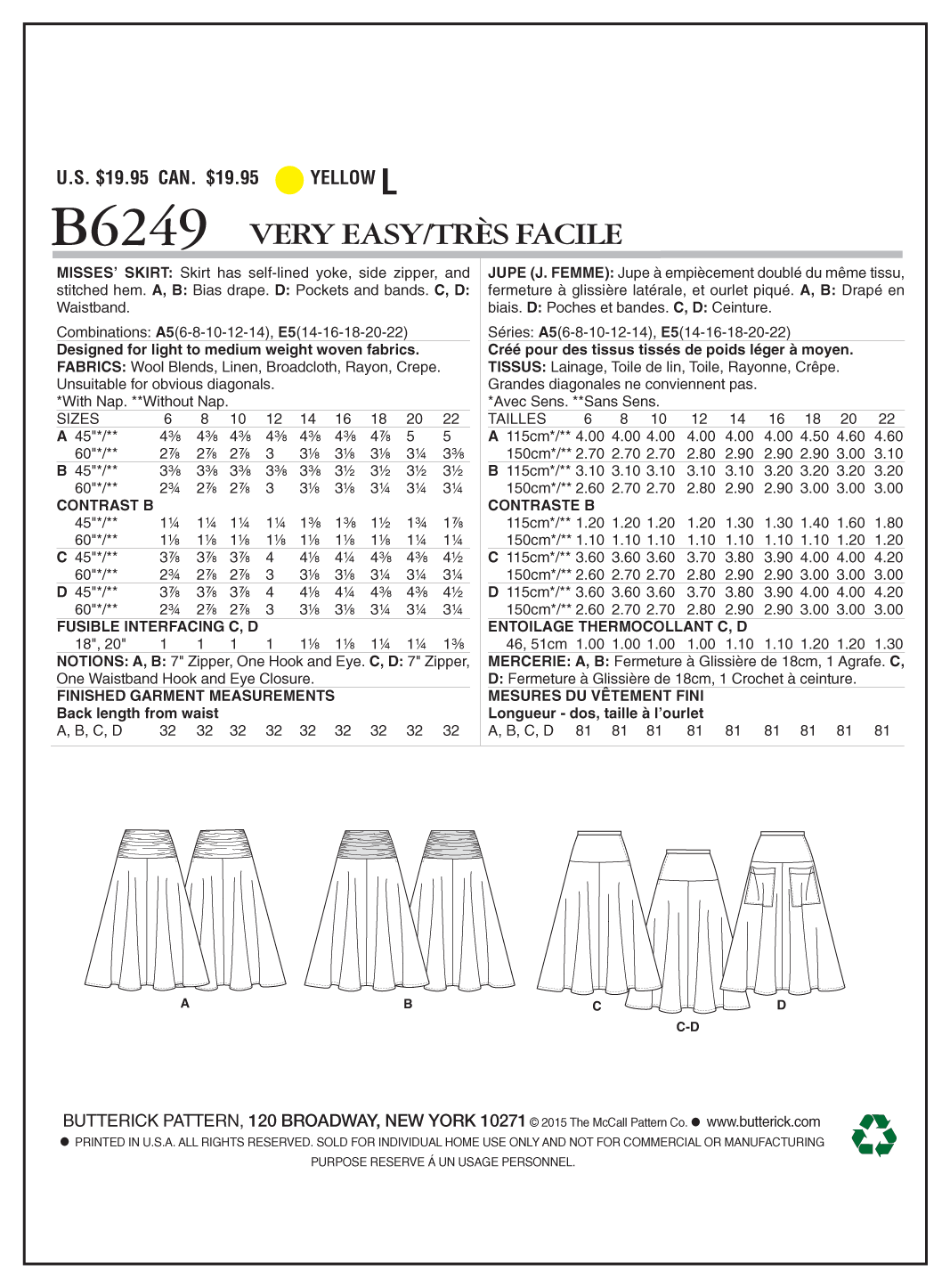 Butterick Skirt B6249