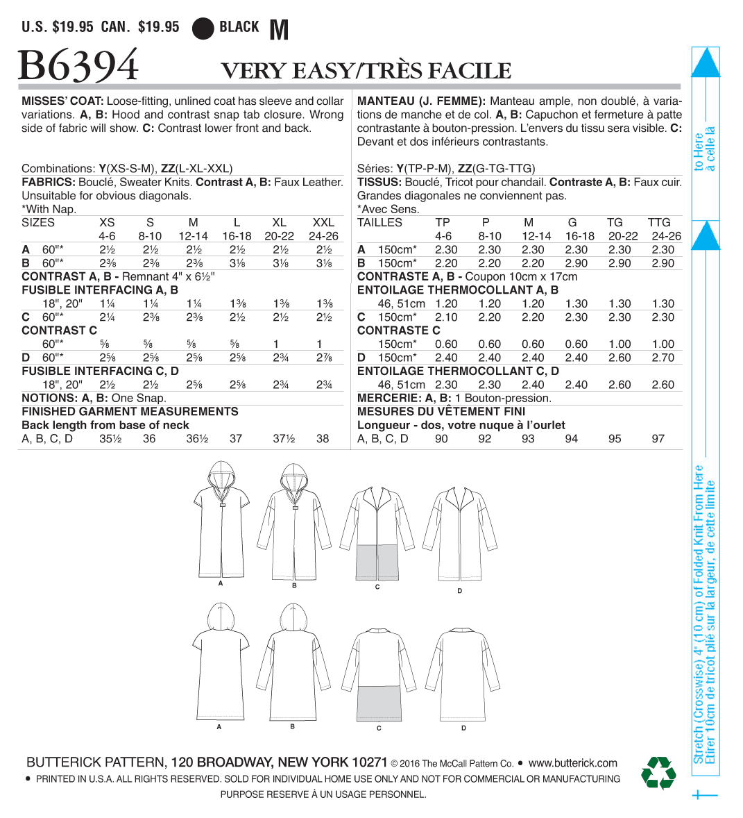 Butterick Coats B6394