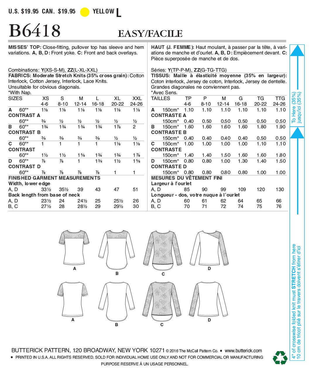 Butterick Tops B6418