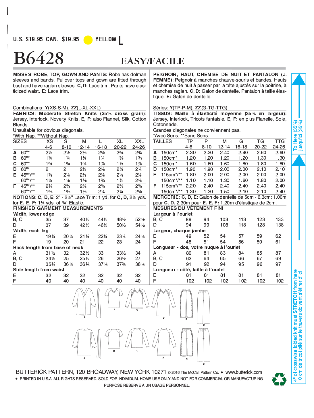 Butterick Nightwear B6428