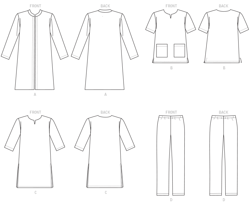 Butterick Unisex Coat, Tunic, Trousers B6534