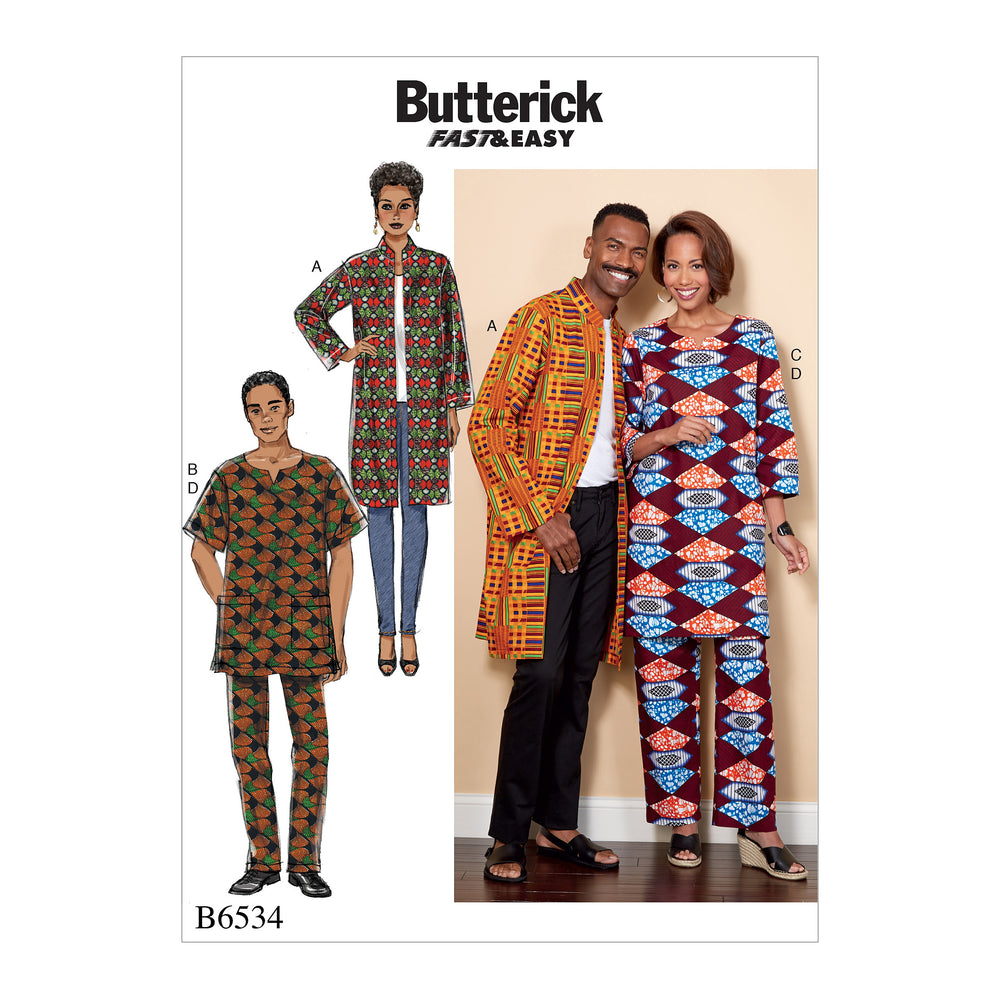 Butterick Unisex Coat, Tunic, Trousers B6534