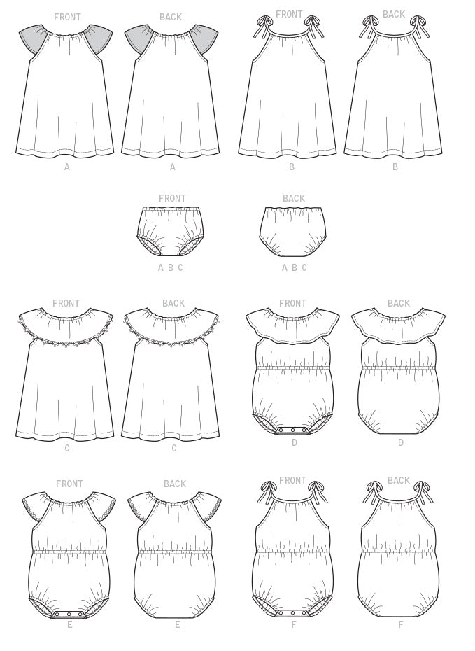 Butterick Baby Romper, Dress, Panties B6549