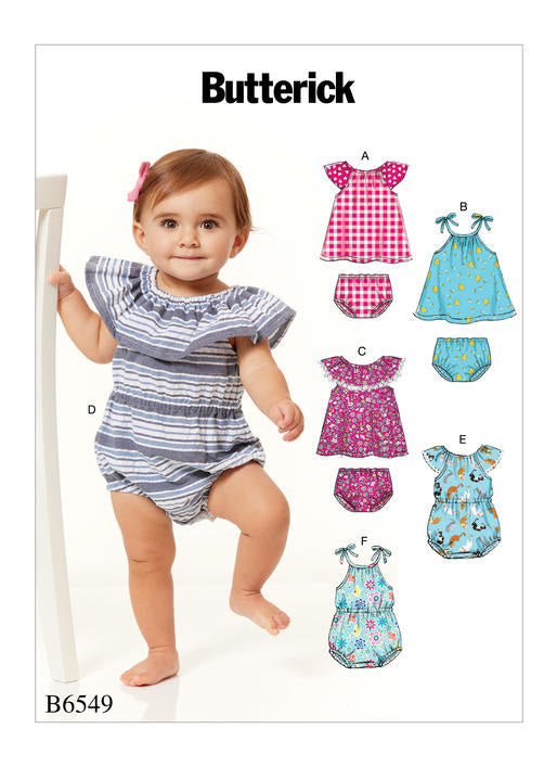Butterick Baby Romper, Dress, Panties B6549