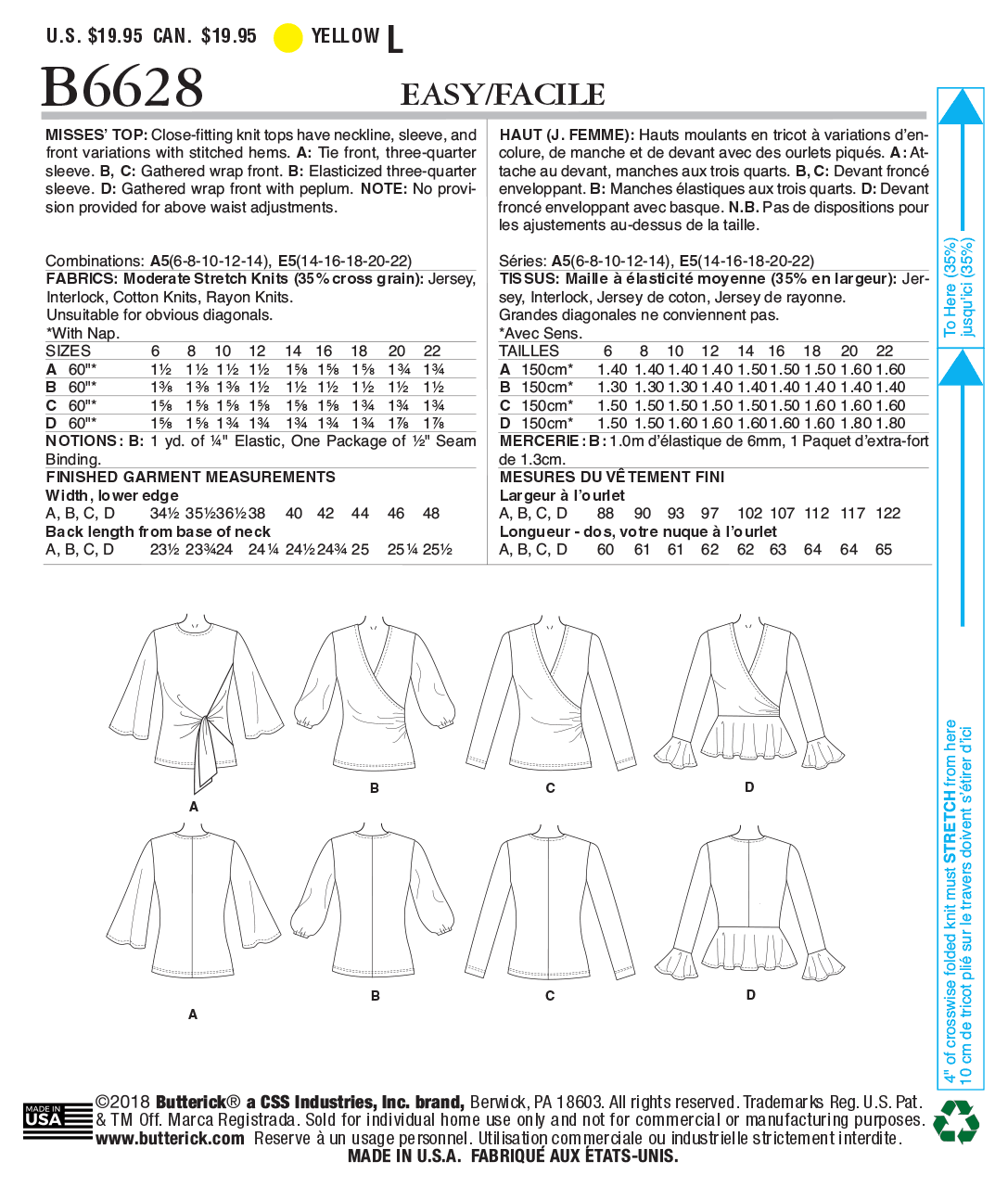 Butterick Tops B6628