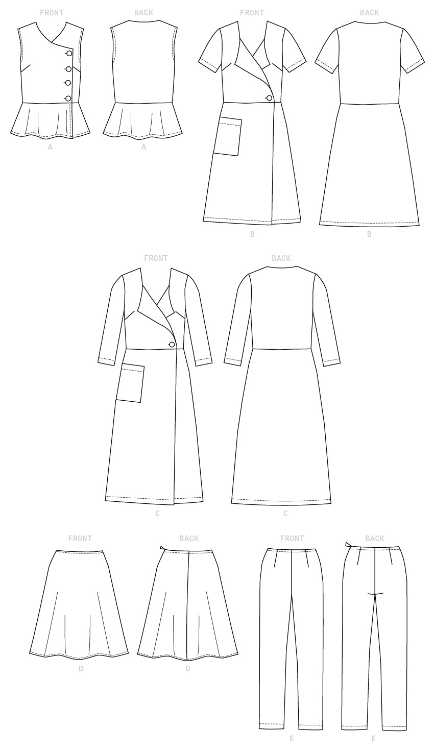 Butterick Top, Dress, Skirt, Trousers B6670
