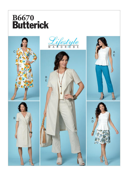 Butterick Top, Dress, Skirt, Trousers B6670