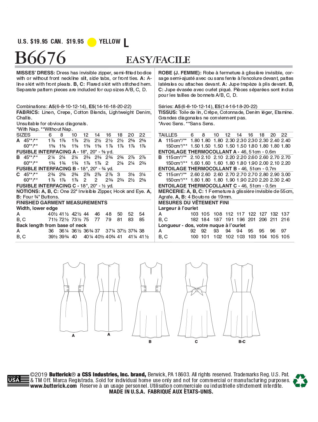 Butterick Dresses B6676