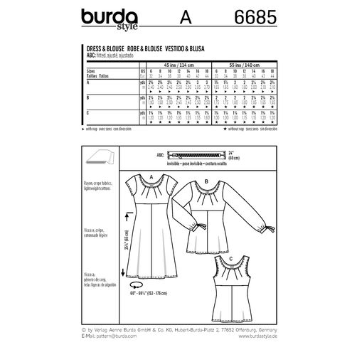Burda Dress and Blouses 6685