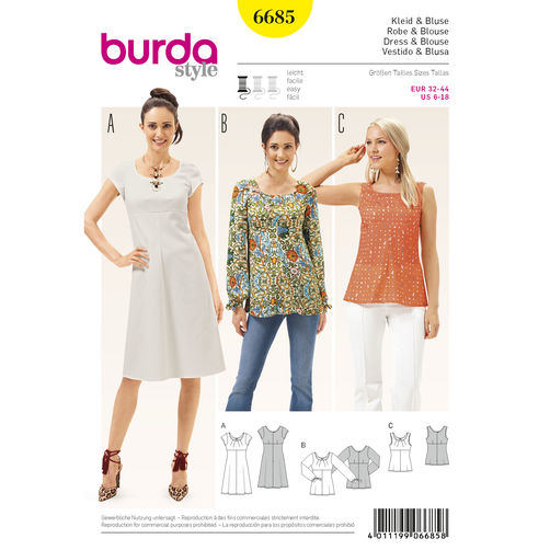 Burda Dress and Blouses 6685