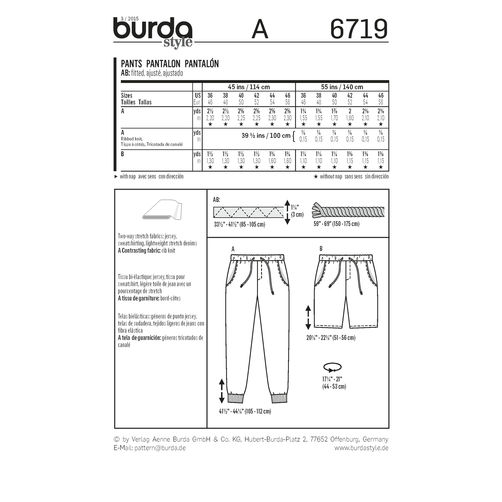 Burda Men's Jogging Trousers 6719