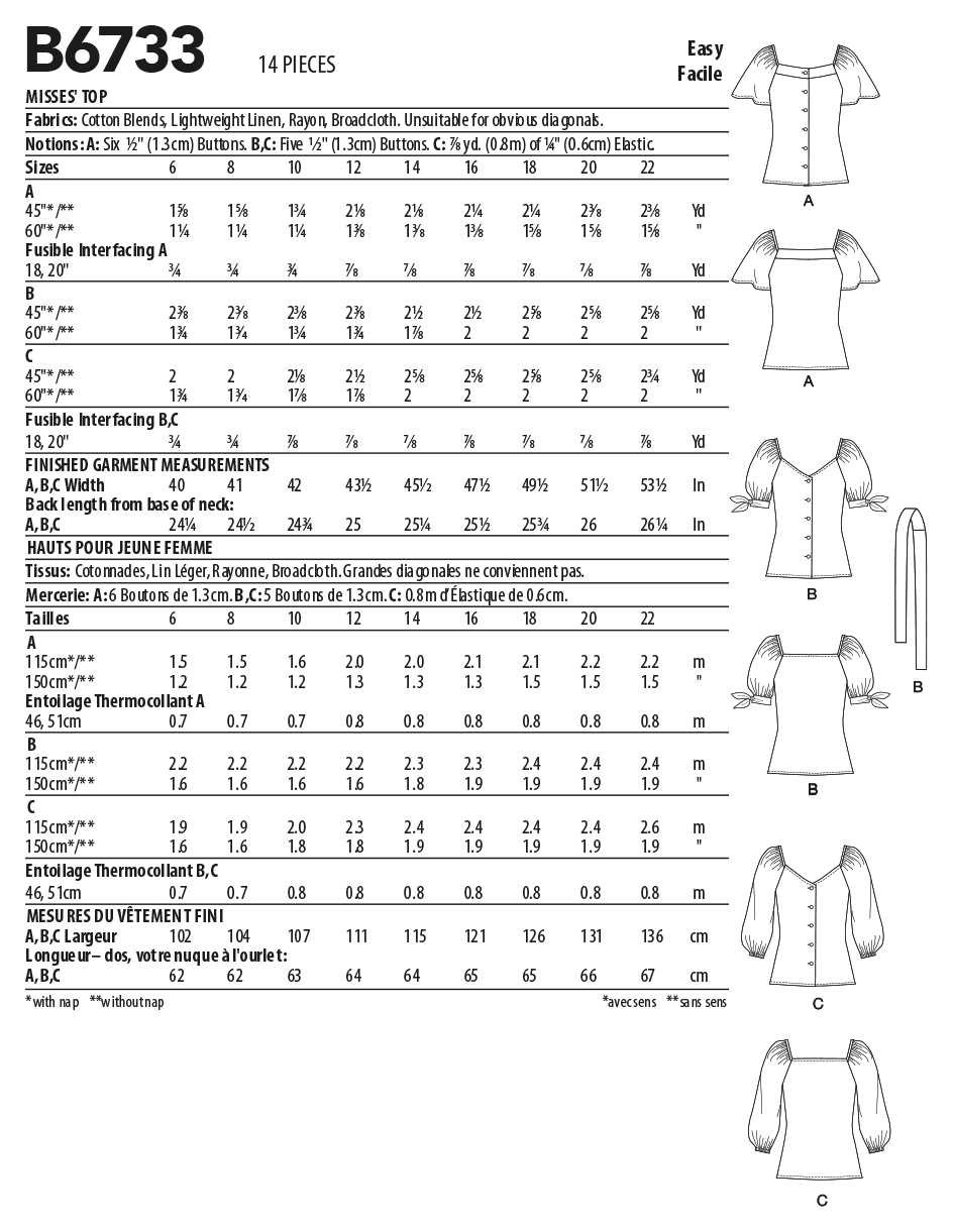 Butterick Top B6733