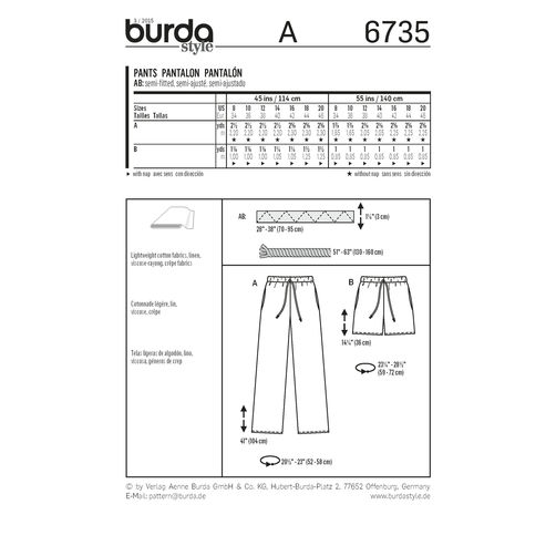 Burda Trousers and Shorts 6735