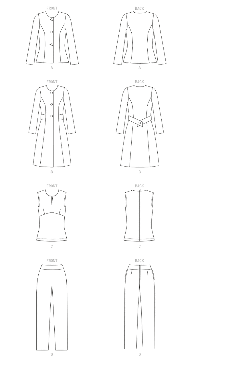 Butterick Jacket, Coat, Top, Trousers B6740