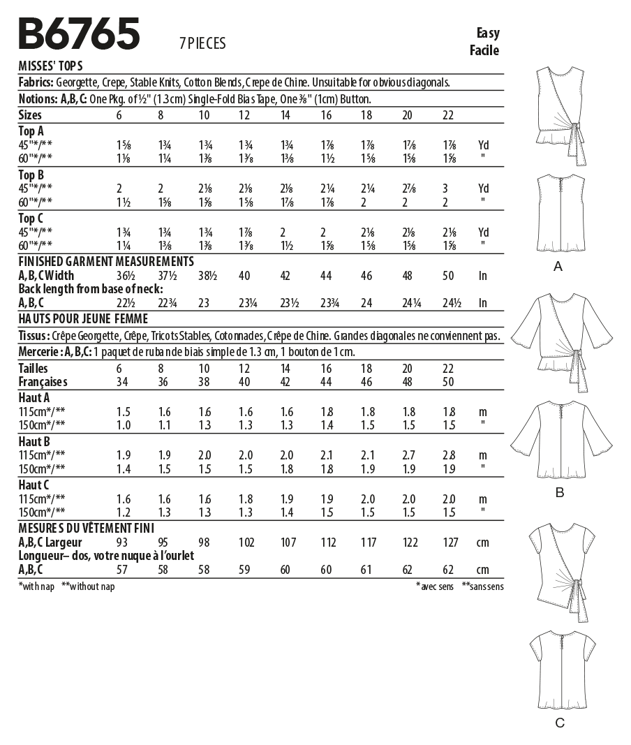 Butterick Tops B6765