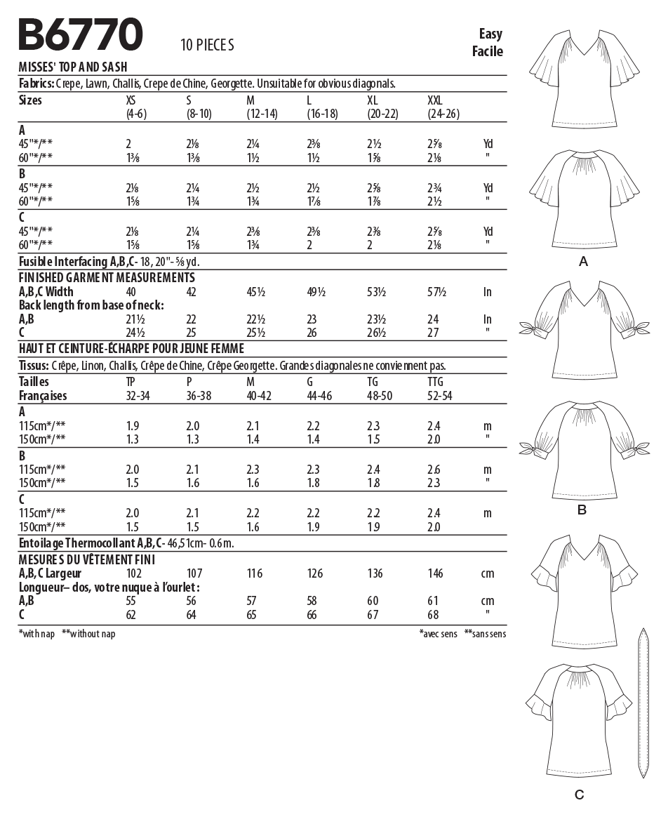 Butterick Tops B6770