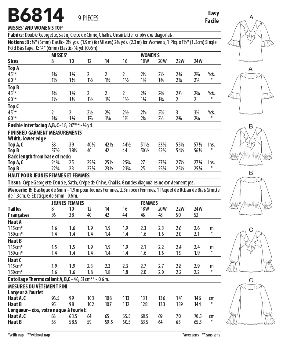 Butterick Tops B6814