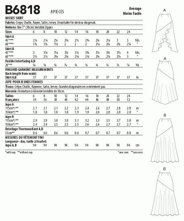 Butterick Skirts B6818