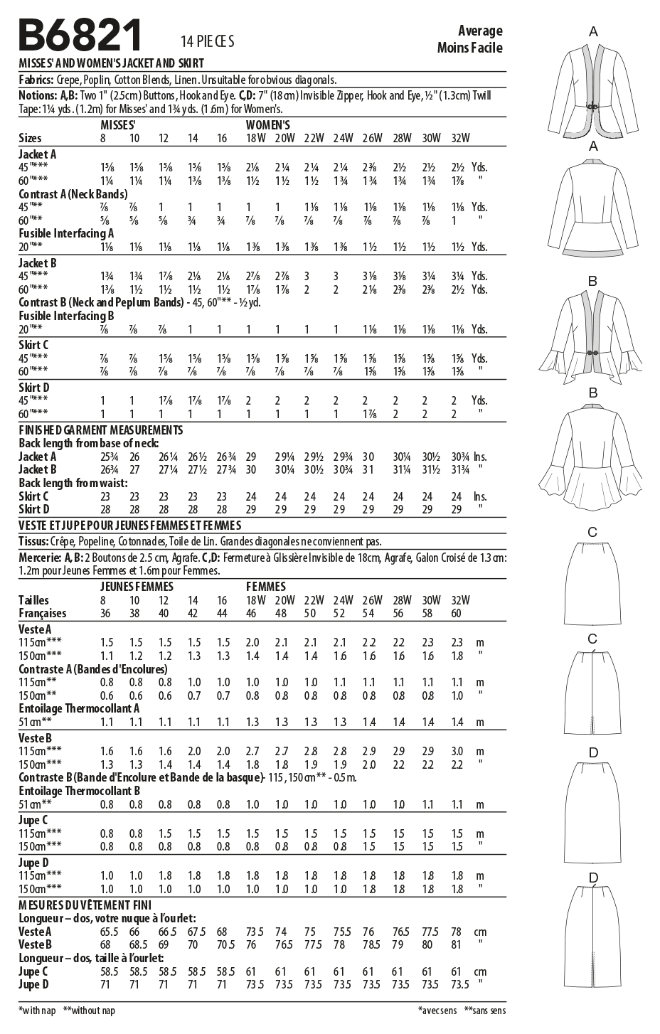 Butterick Jacket and Skirt B6821