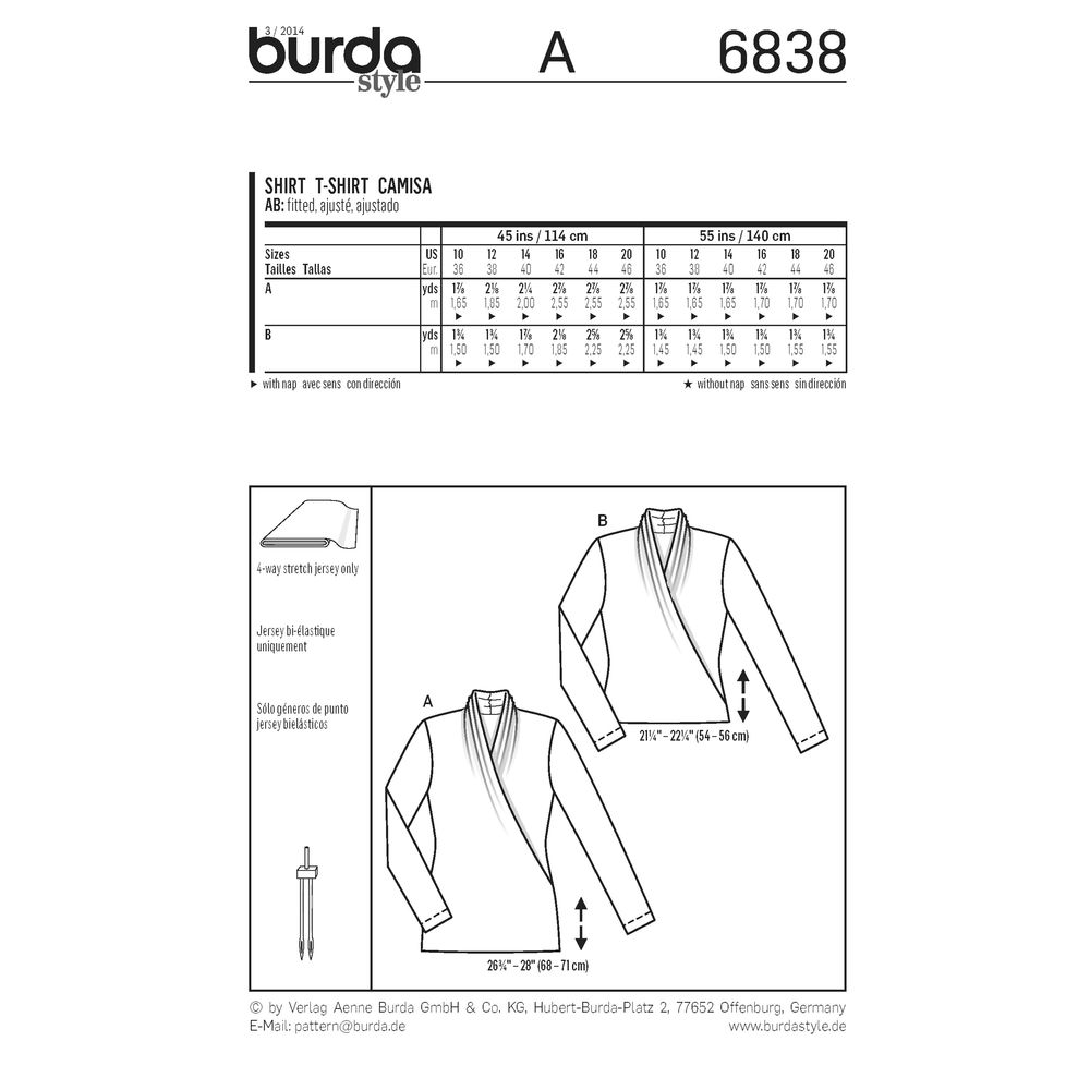 Burda Knit Tops 6838