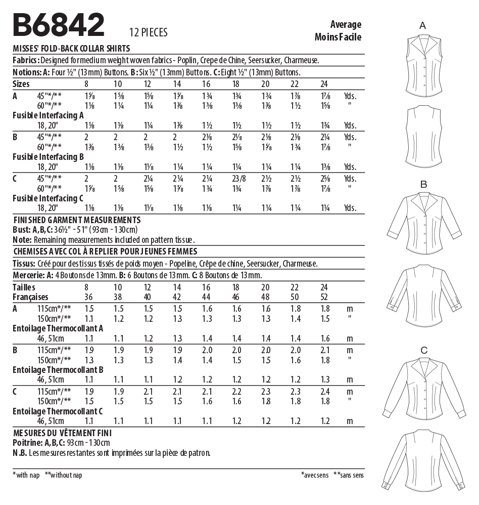 Butterick Shirts B6842