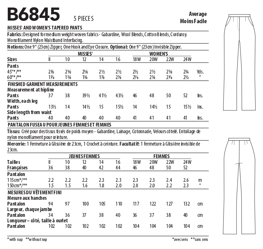 Butterick Trousers B6845