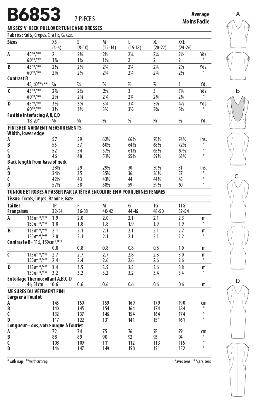 Butterick Tunic and Dress B6853