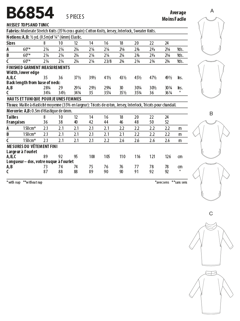 Butterick Tops and Tunic B6854