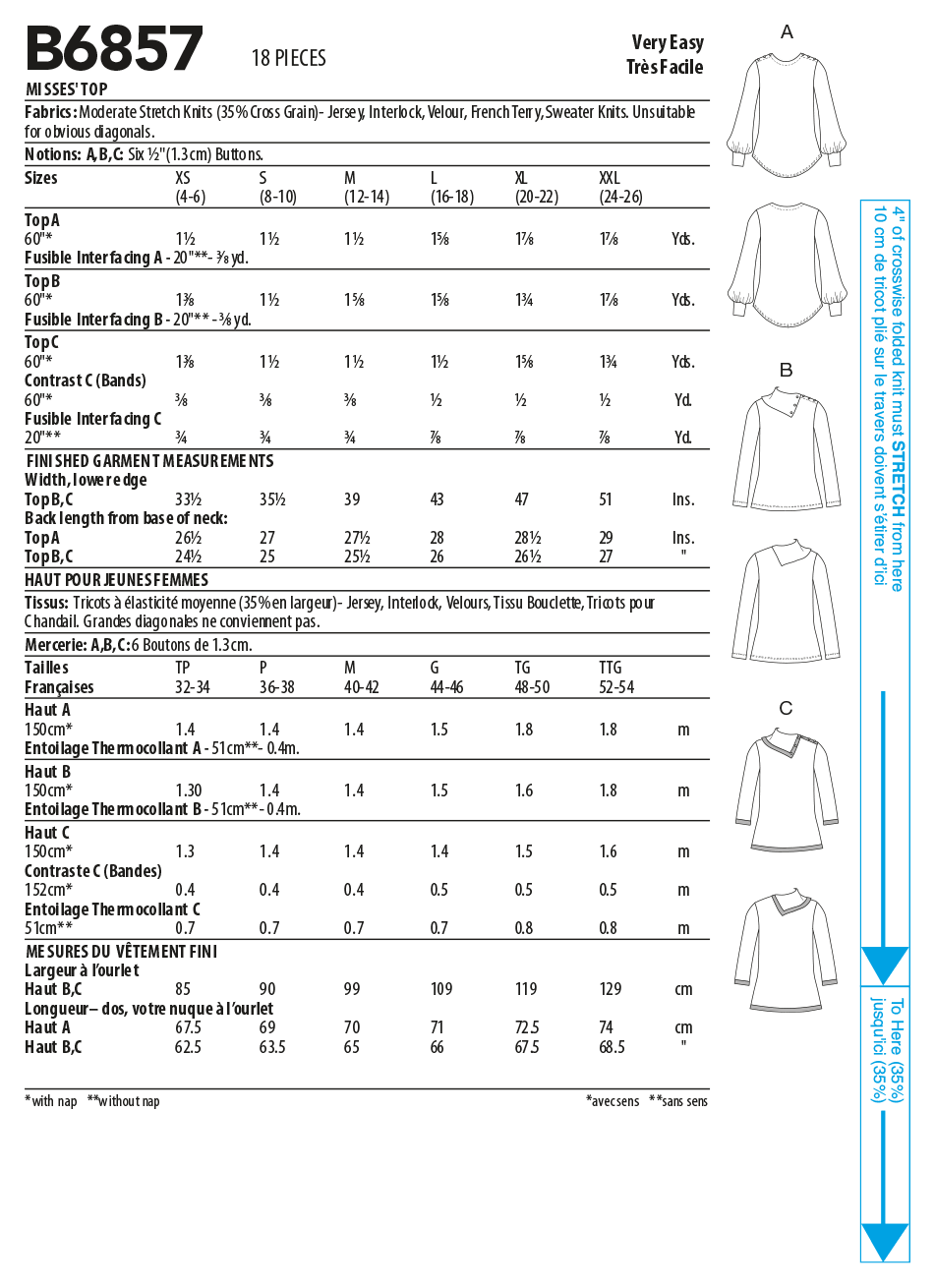 Butterick Knit Tops B6857