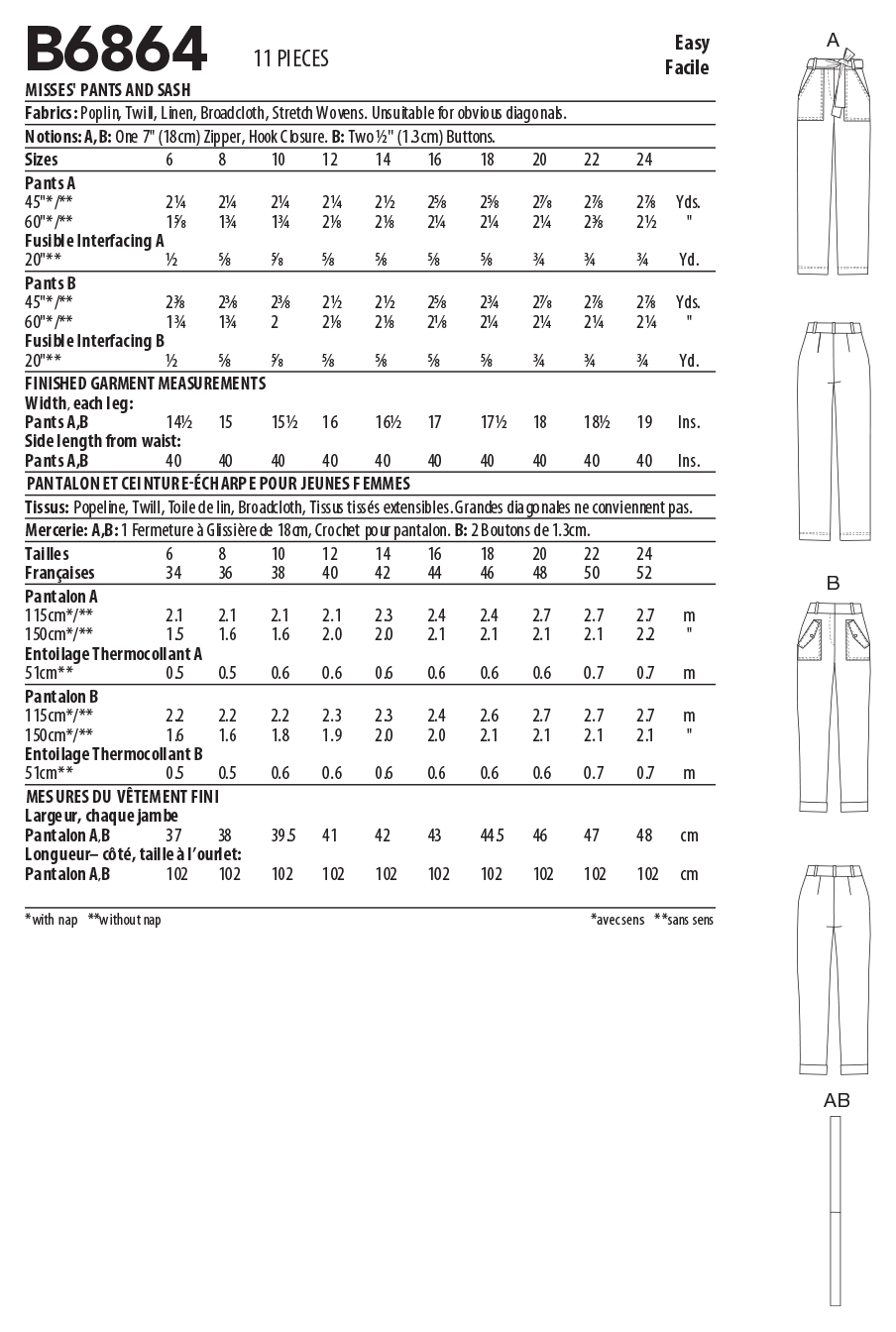 Butterick Trousers B6864