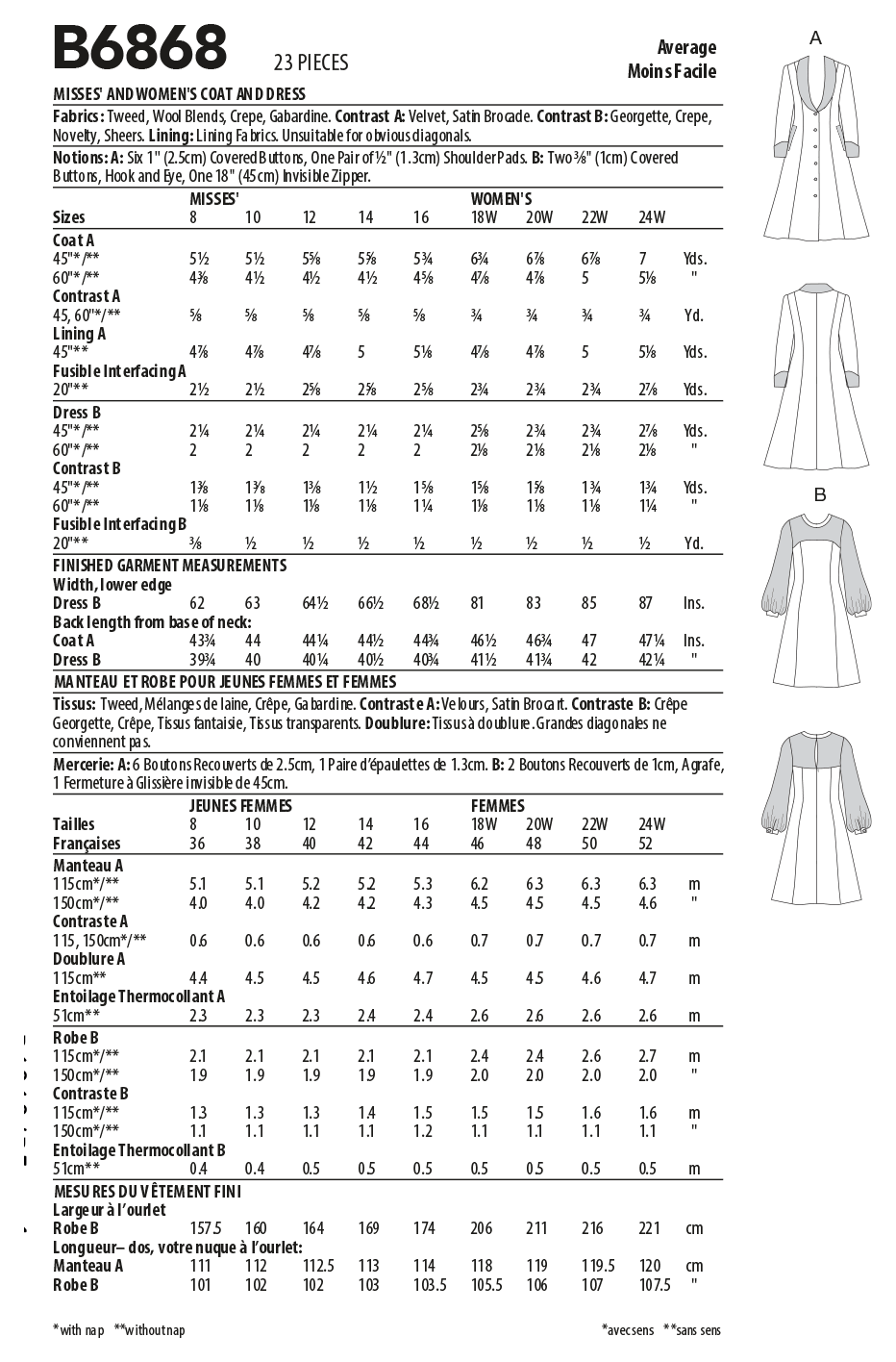 Butterick Dress and Coat B6868